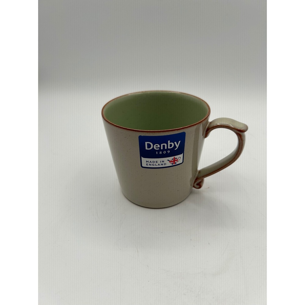 Denby Heritage Orchard Large Mug Green Beige Speckled Stoneware Made In England